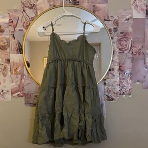 Elegant Olive Green Tiered Mini Dress